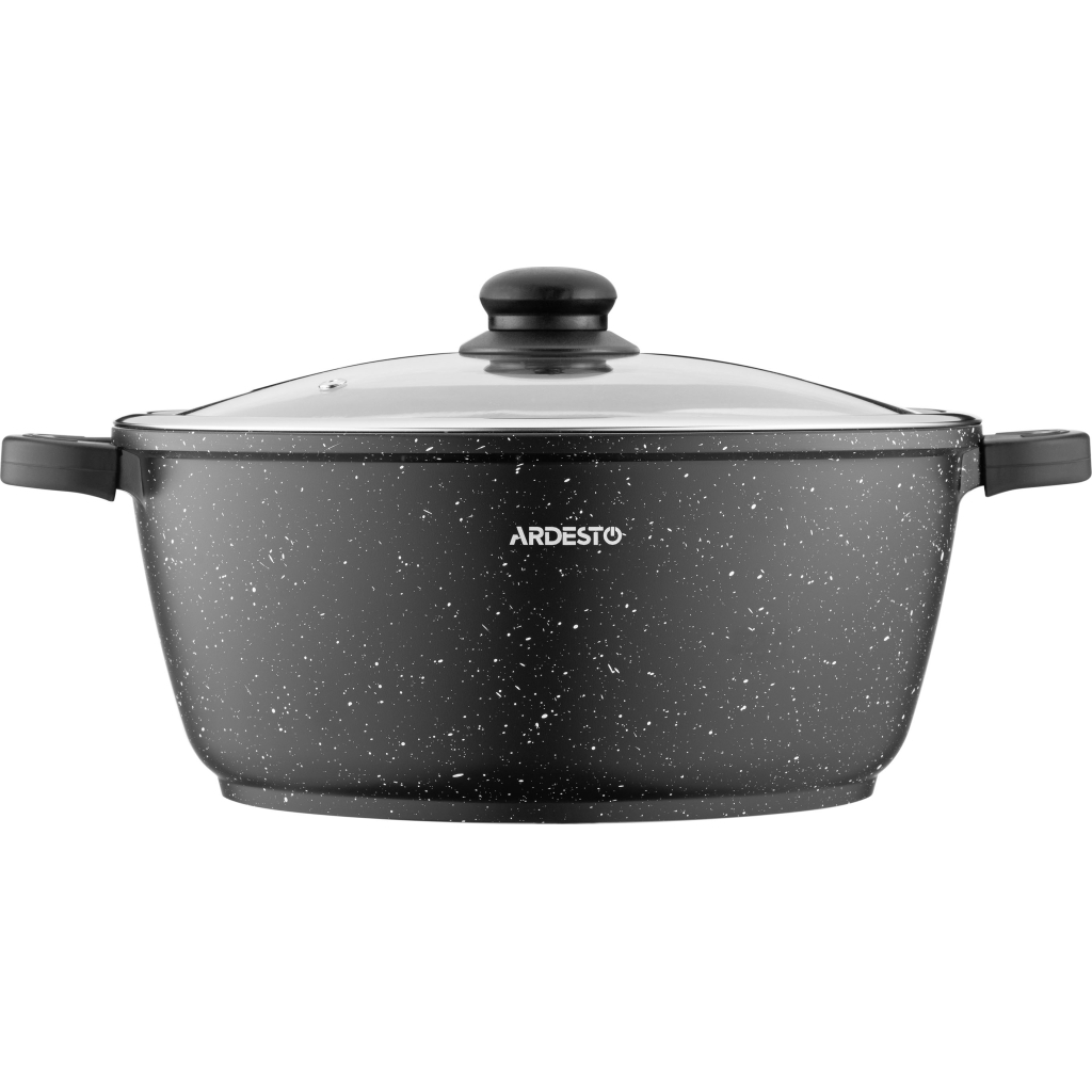 Каструля Ardesto Gemini Anzio скляна кришка 28 см 6,4 л чорна (AR2426GE)