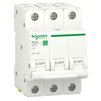 Автоматичний вимикач Schneider Electric RESI9 6kA 3P 6A C (R9F12306)