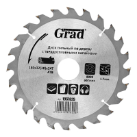Saw blade Grad for wood with carbide tips Ø180×32(30)×24T, 8000rpm GRAD (1957625) (1957625)