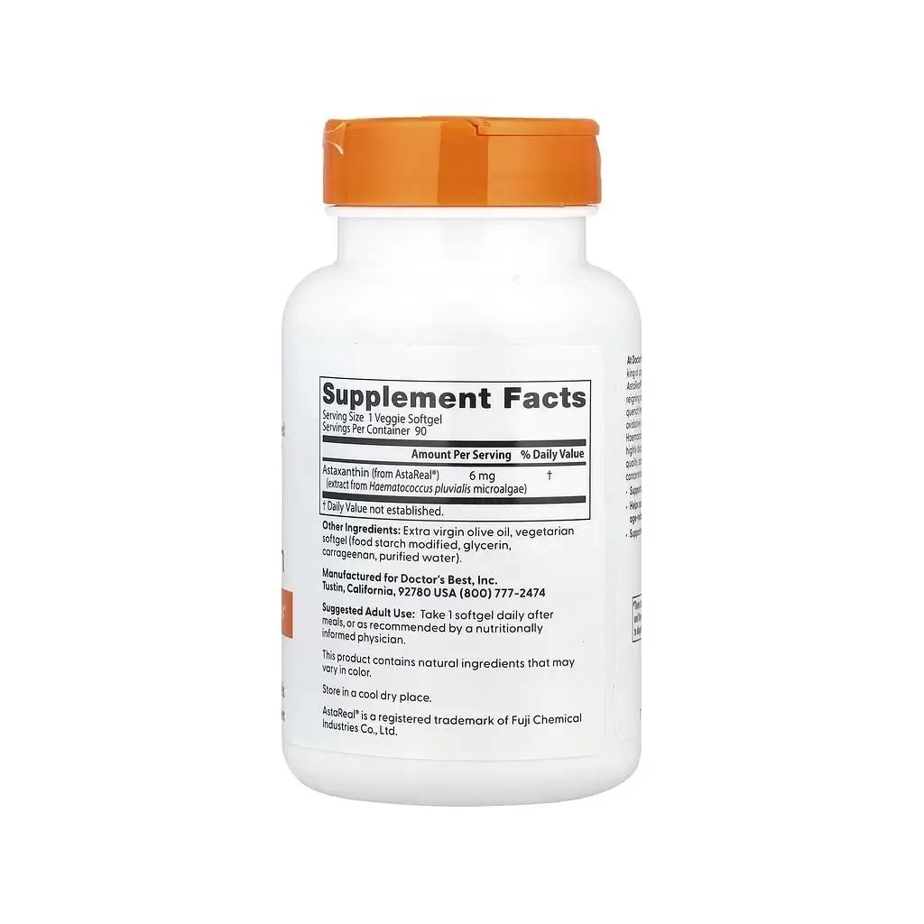 Вітамінно-мінеральний комплекс Doctor's Best Астаксантин, 6 мг, Astaxanthin, 90 вегетаріанських капсул (DRB-00367) Вітамінно-мінеральний комплекс Doctor's Best Астаксантин, 6 мг, Astaxanthin, 90 вегетаріанських капсул (DRB-00367)
