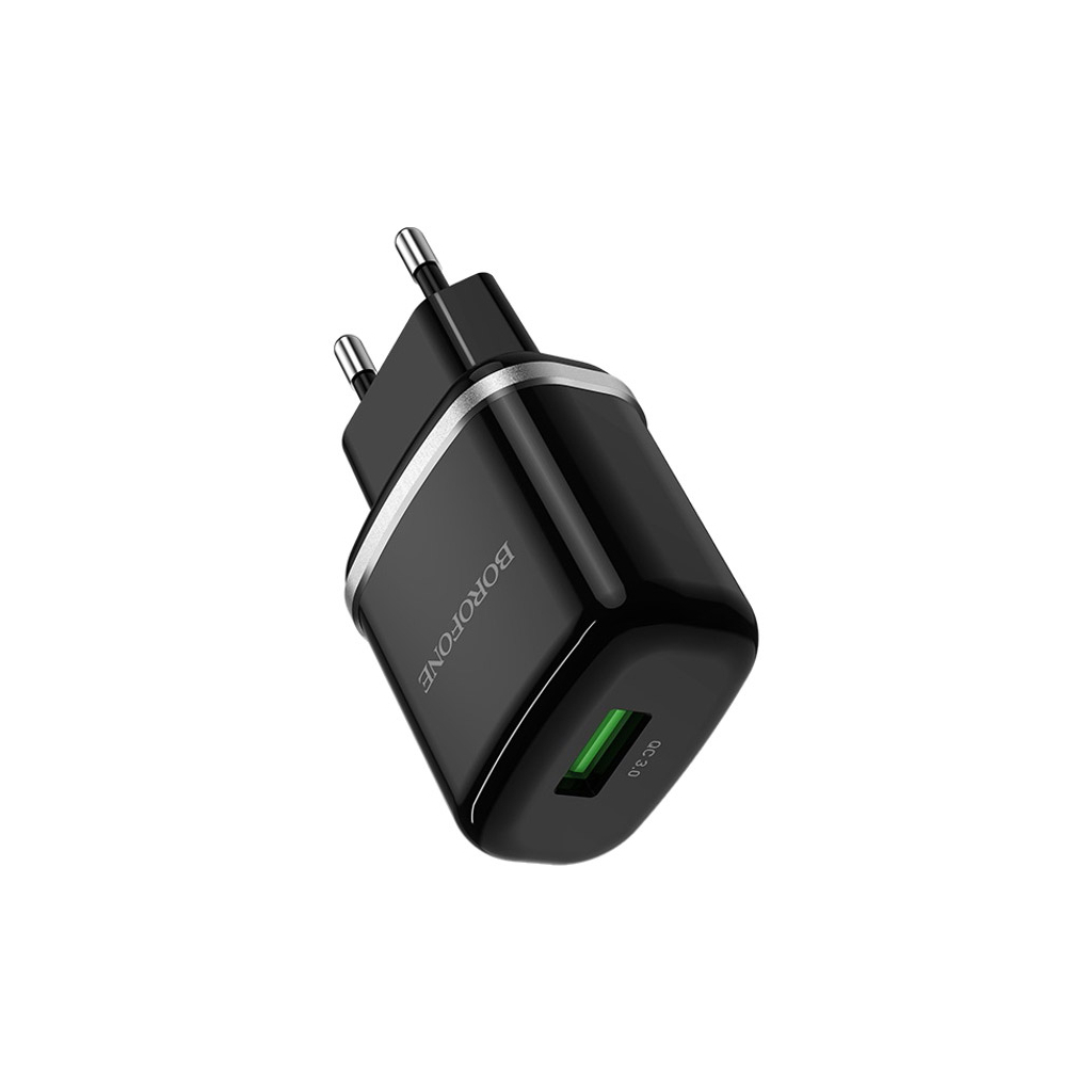 Зарядний пристрій BOROFONE BA36A High Speed USB QC3.0 18W Black (6931474715968)