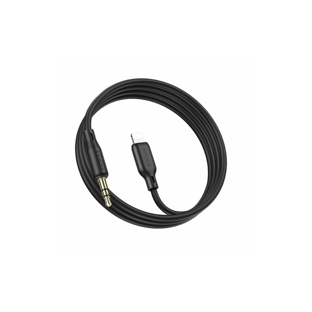 Кабель мультимедійний Lightning to 3.5mm M 1.0m silicone black BOROFONE (6941991101045)