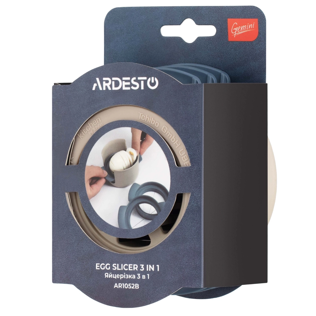 Яйцерізка Ardesto Gemini, нержавіюча сталь, пластик, сіро-синій (AR1052B)