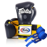 Fairtex BGV9 Mexican Blue/Yellow 12oz Boxing Gloves (Bandages Included) (BGV9_Mexican_12oz_Blue/Y)