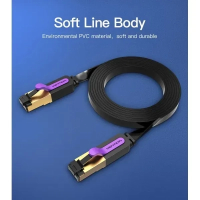 Патч-корд 0.5м, FTP cat 7 RJ-45 black Vention (ICABD)
