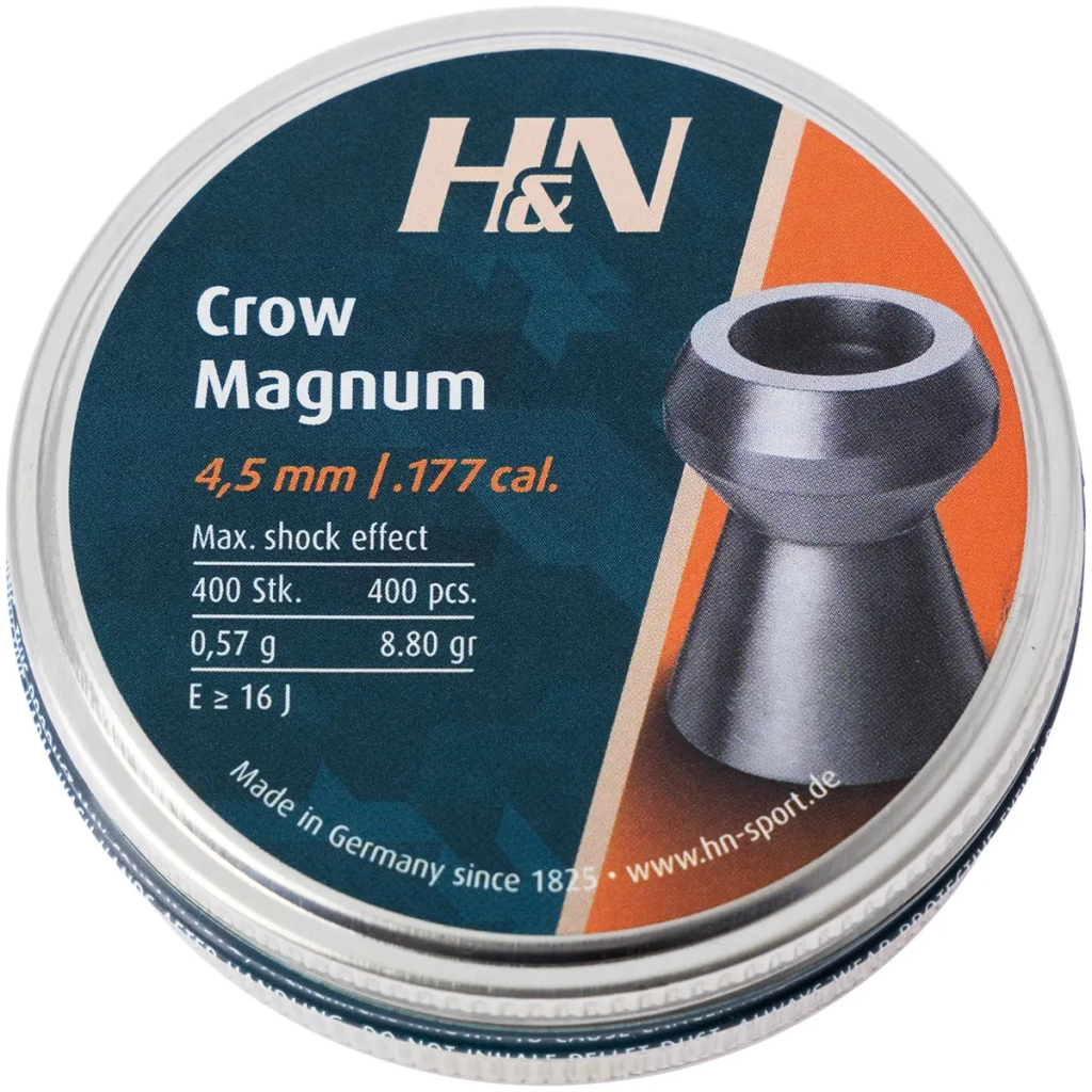Пульки H&N Crow Magnum 4,5 мм, 0,57 г, 400 шт/уп (92224500004) Пульки H&N Crow Magnum 4,5 мм, 0,57 г, 400 шт/уп (92224500004)