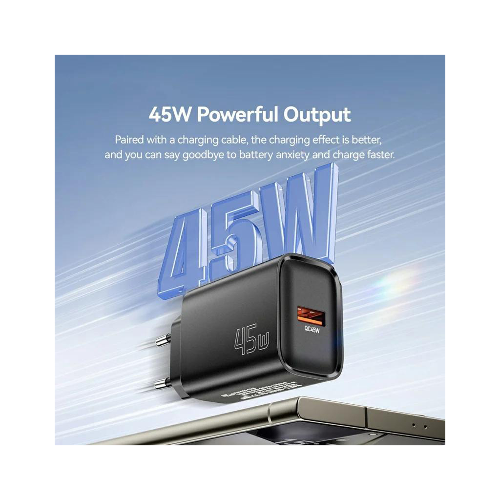 Зарядний пристрій Essager USB-A QC3.0 45W black (ECT45W-RPB01-Z)