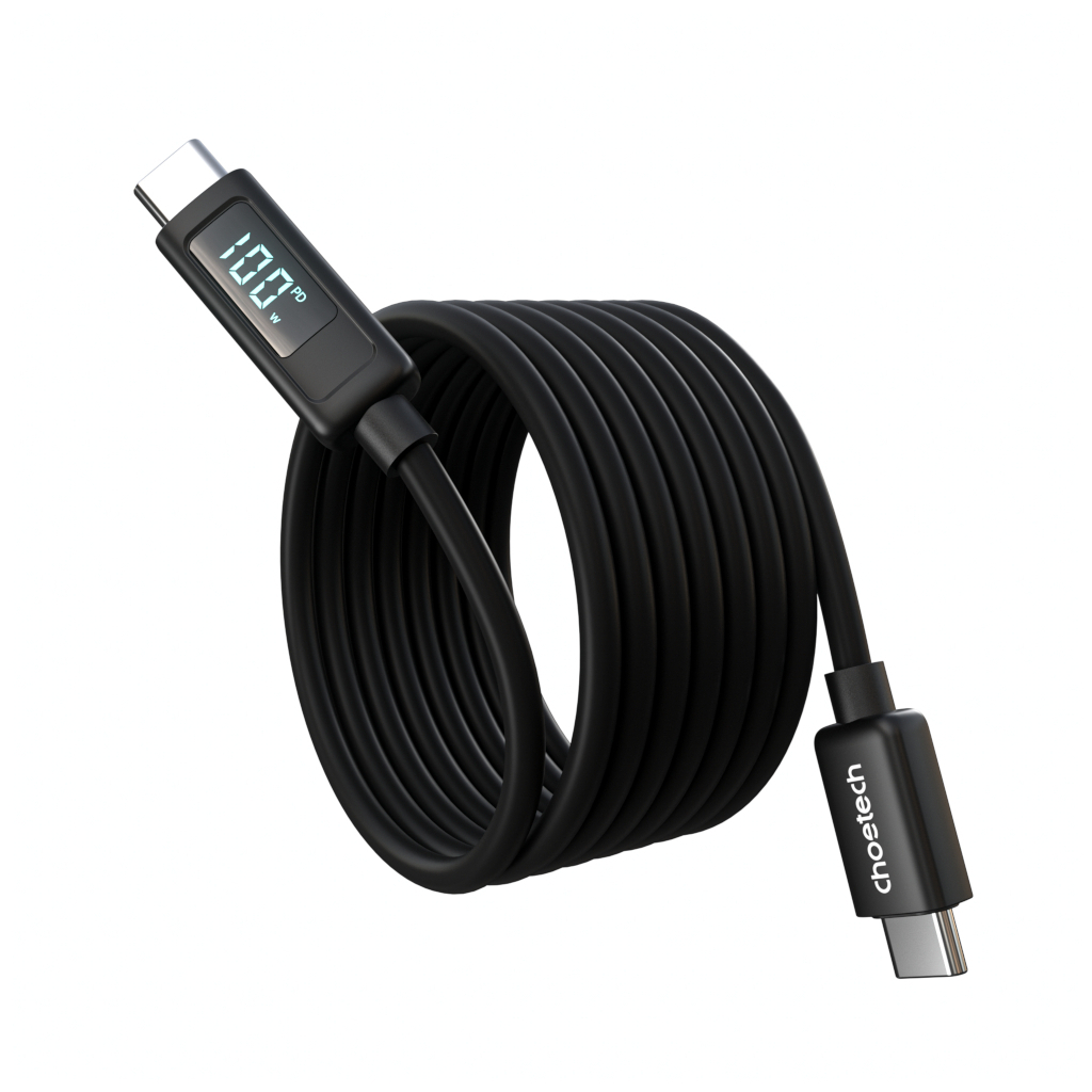 Дата кабель USB-C to USB-C 1.2m PD100W digital display silicone Choetech (XCC-1064) Дата кабель USB-C to USB-C 1.2m PD100W digital display silicone Choetech (XCC-1064)