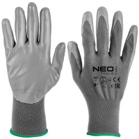 Protective gloves Neo Tools polyester with polyurethane coating, grade 8, gray 12 pcs (97-646-8)