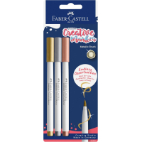 Set of Faber-Castell thin markers for decoration Goldfaber Creative Marker Metallic Brush, 3 colors, B (brush) (33005)