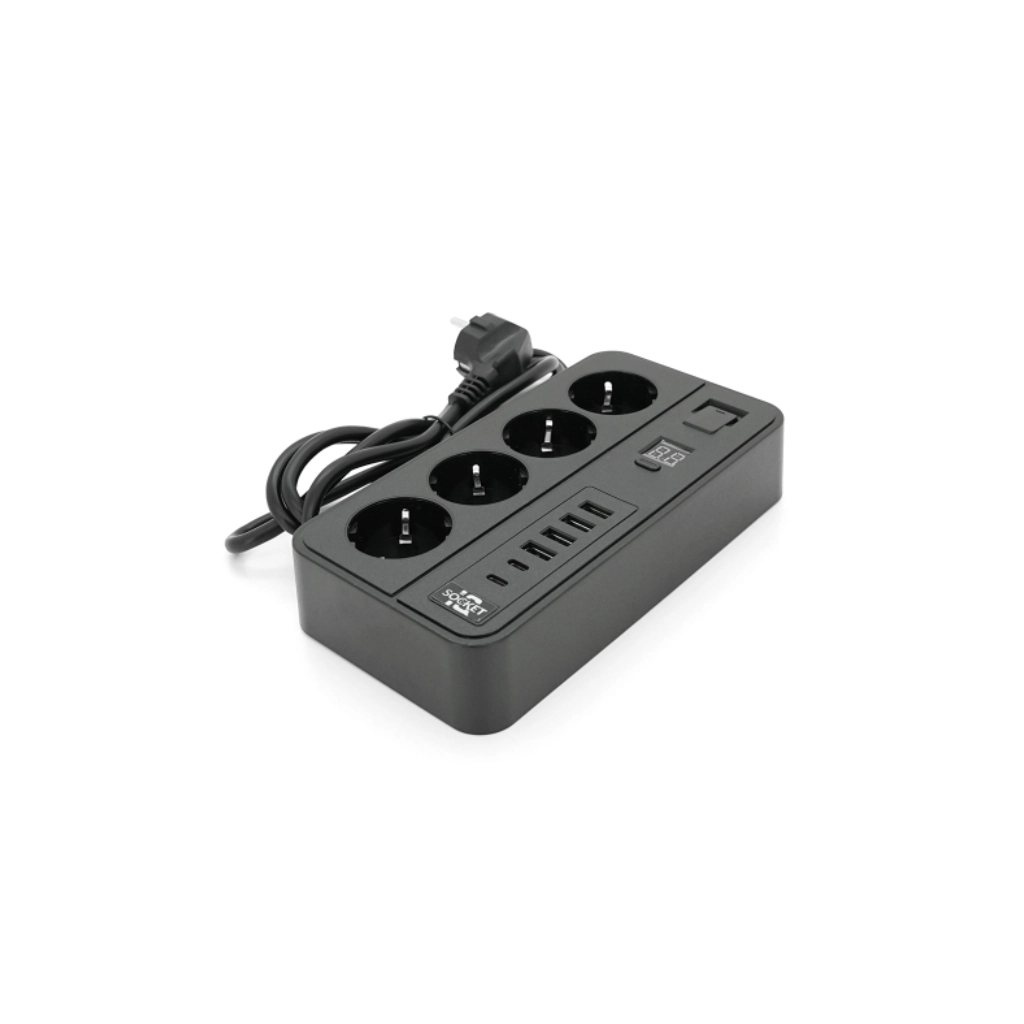 Мережевий фільтр живлення Voltronic G13H, 3000W, 4 роз, 4USB 3,2А, 2 Type-C, 2м Black (YT-G13H) Мережевий фільтр живлення Voltronic G13H, 3000W, 4 роз, 4USB 3,2А, 2 Type-C, 2м Black (YT-G13H)