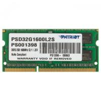 Модуль пам'яті для ноутбука SoDIMM DDR3L 2GB 1600 MHz Patriot (PSD32G1600L2S)