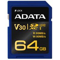 Карта пам'яті ADATA 64GB SDXC class 10 UHS-I U3 V30 (ASDX64GUI3V30G-R)