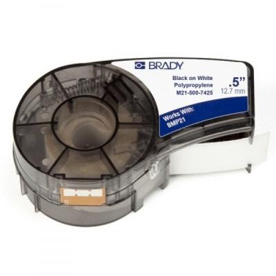 Brady Label Printer Ribbon for Labs Polypropylene, 12.7mm/6.4m, Black on White (M21-500-7425)