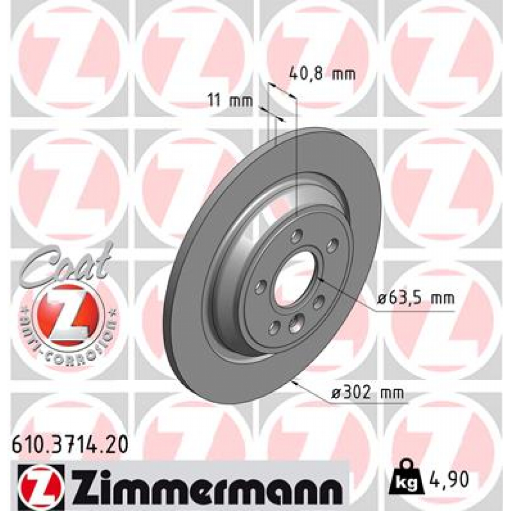 Гальмівний диск ZIMMERMANN 610.3714.20 Гальмівний диск ZIMMERMANN 610.3714.20