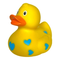 Funny Ducks bath toy Yellow duck with blue hearts (0905)