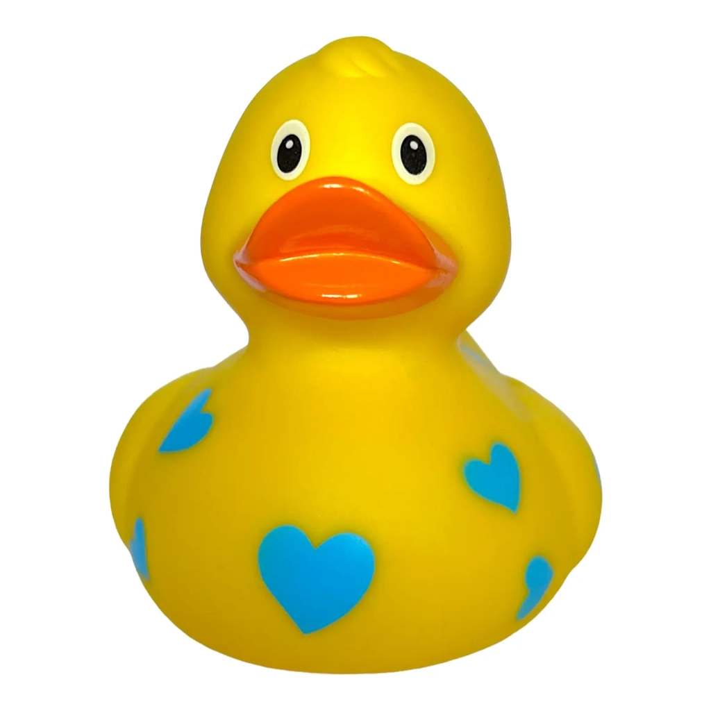 Іграшка для ванної Funny Ducks Качка Жовта у блакитних сердечках (0905)