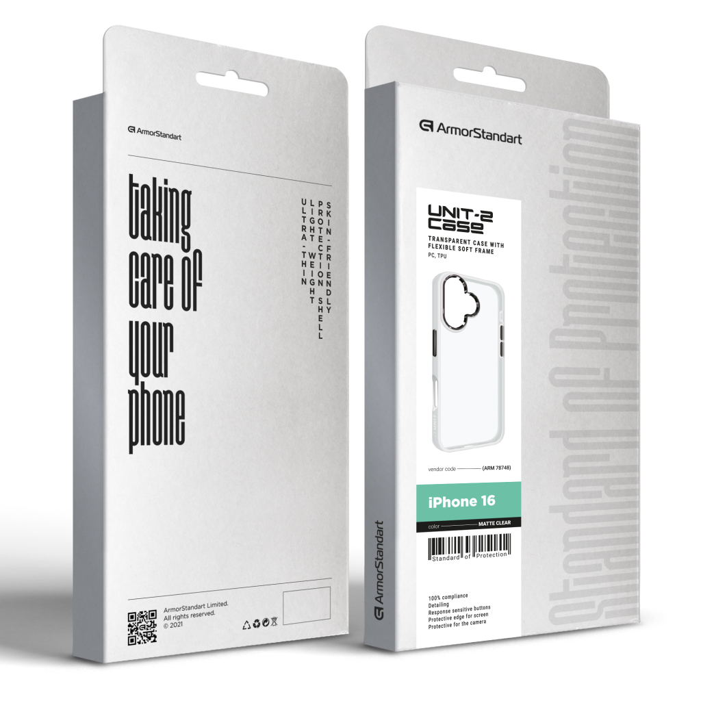 Чохол до мобільного телефона Armorstandart UNIT2 Apple iPhone 16 Matte Clear (ARM78748) Чохол до мобільного телефона Armorstandart UNIT2 Apple iPhone 16 Matte Clear (ARM78748)