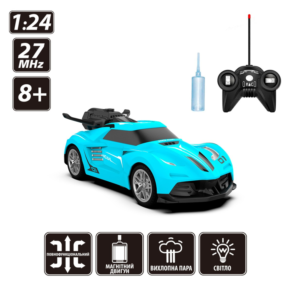 Радіокерована іграшка Sulong Toys Spray Car – Sport (блакитний, 1:24, світло, функція туман) (SL-354RHBL)
