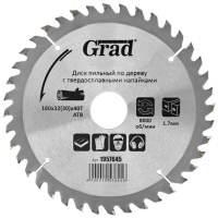 Диск пильний Grad по дереву з твердосплавними напайками Ø180×32(30)×40Т, 8000об/хв GRAD (1957645) (1957645)