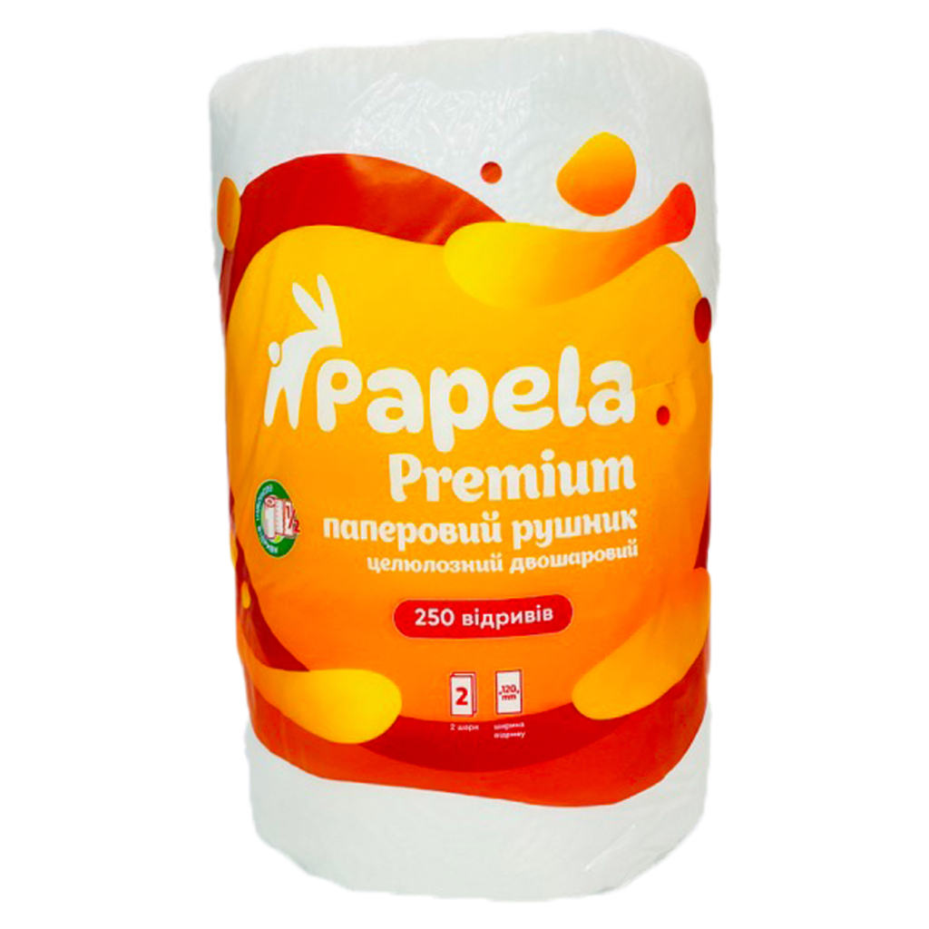 Паперові рушники Papela Premium 2 шари 250 відривів 1 рулон (4820270940105)