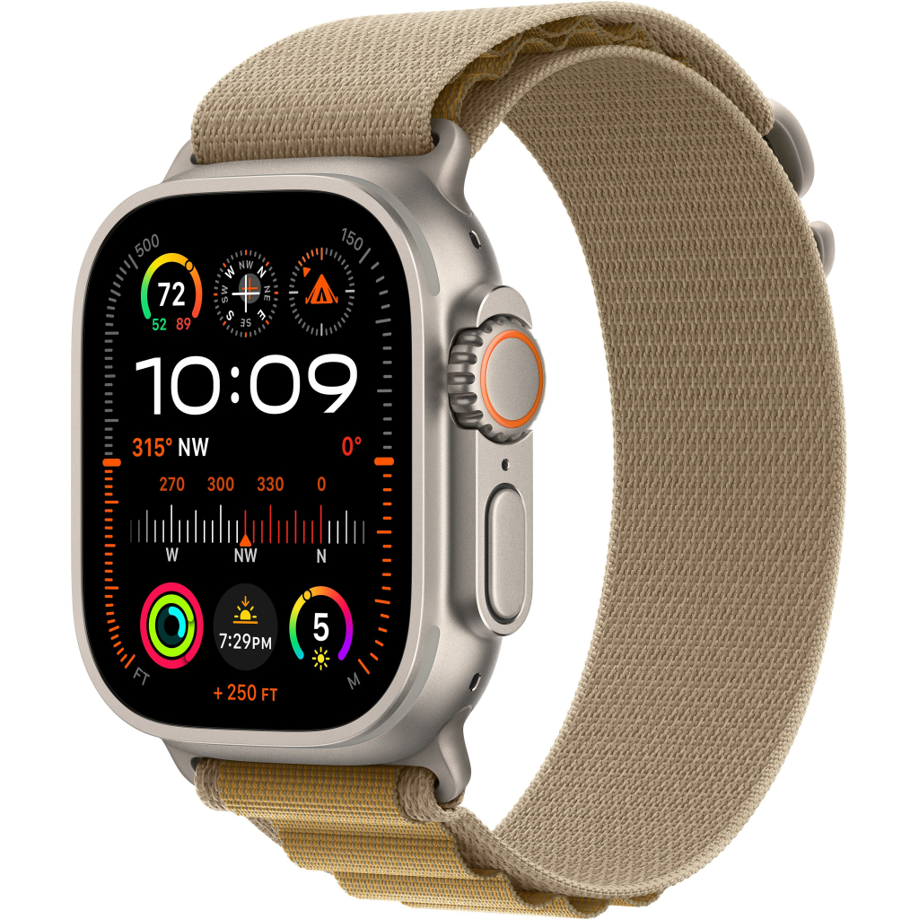 Ремінець до смарт-годинника Apple 49mm Tan Alpine Loop - Medium - Natural Titanium Finish (MXN23ZM/A)