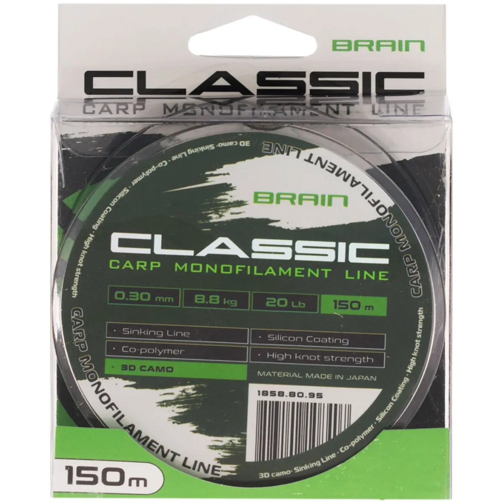 Волосінь Brain Classic Carp Line 3D (camo) 150m 0.30mm 20lb 8.8kg (1858.80.95) Волосінь Brain Classic Carp Line 3D (camo) 150m 0.30mm 20lb 8.8kg (1858.80.95)