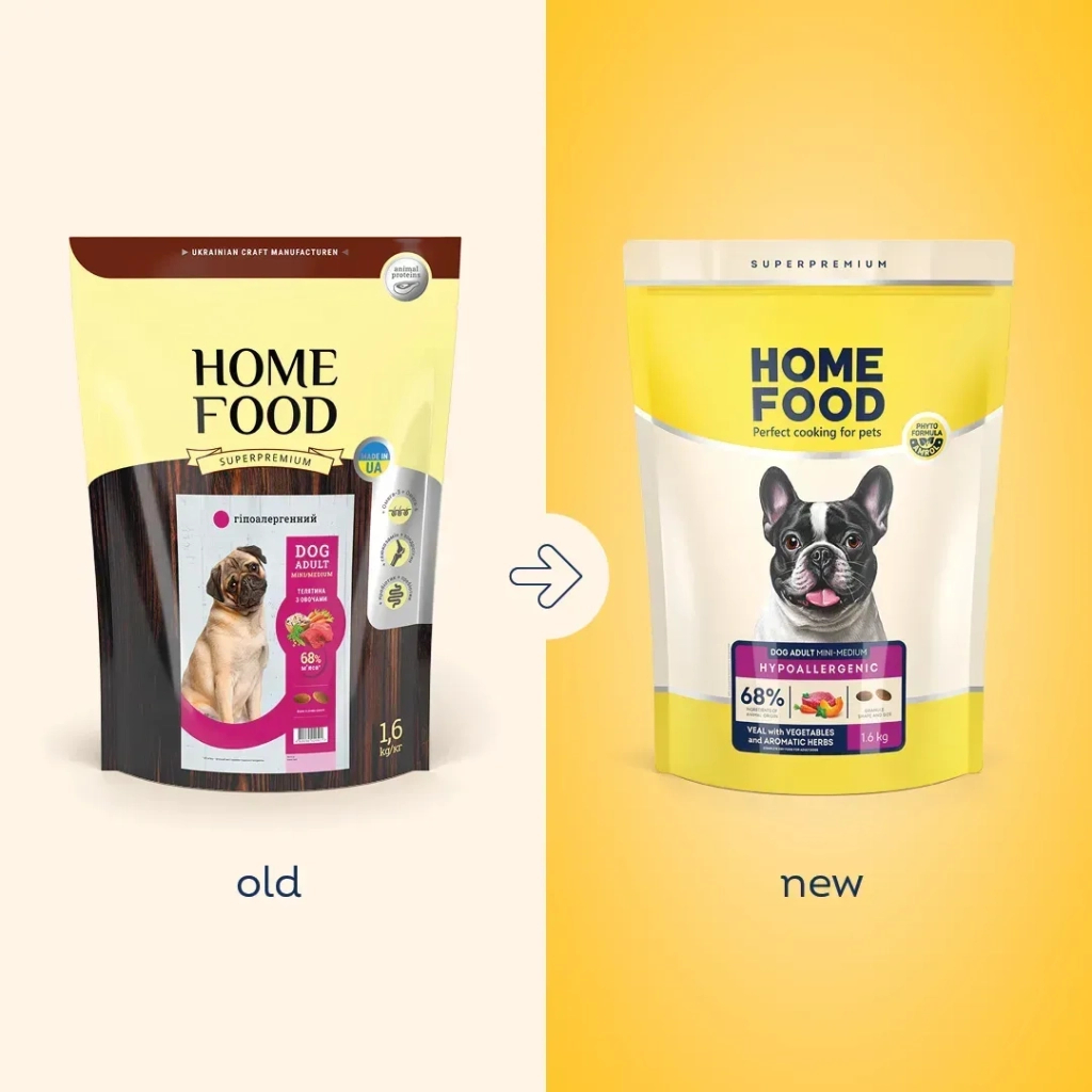 Сухий корм для собак Home Food ADULT MINI/MEDIUM Hypoallergenic з телятиною, овочами та духмяними травами 1.6 кг (4820235020521) Сухий корм для собак Home Food ADULT MINI/MEDIUM Hypoallergenic з телятиною, овочами та духмяними травами 1.6 кг (4820235020521)