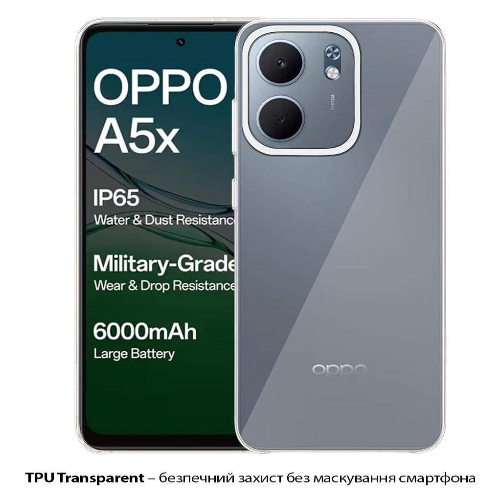 Чохол до мобільного телефона BeCover Silicone Oppo A5x 4G/5G Transparent (713789) Чохол до мобільного телефона BeCover Silicone Oppo A5x 4G/5G Transparent (713789)