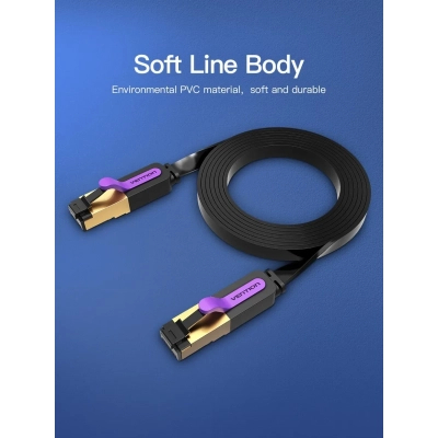 Патч-корд 1м, FTP cat 7 RJ-45 black Vention (ICABF)
