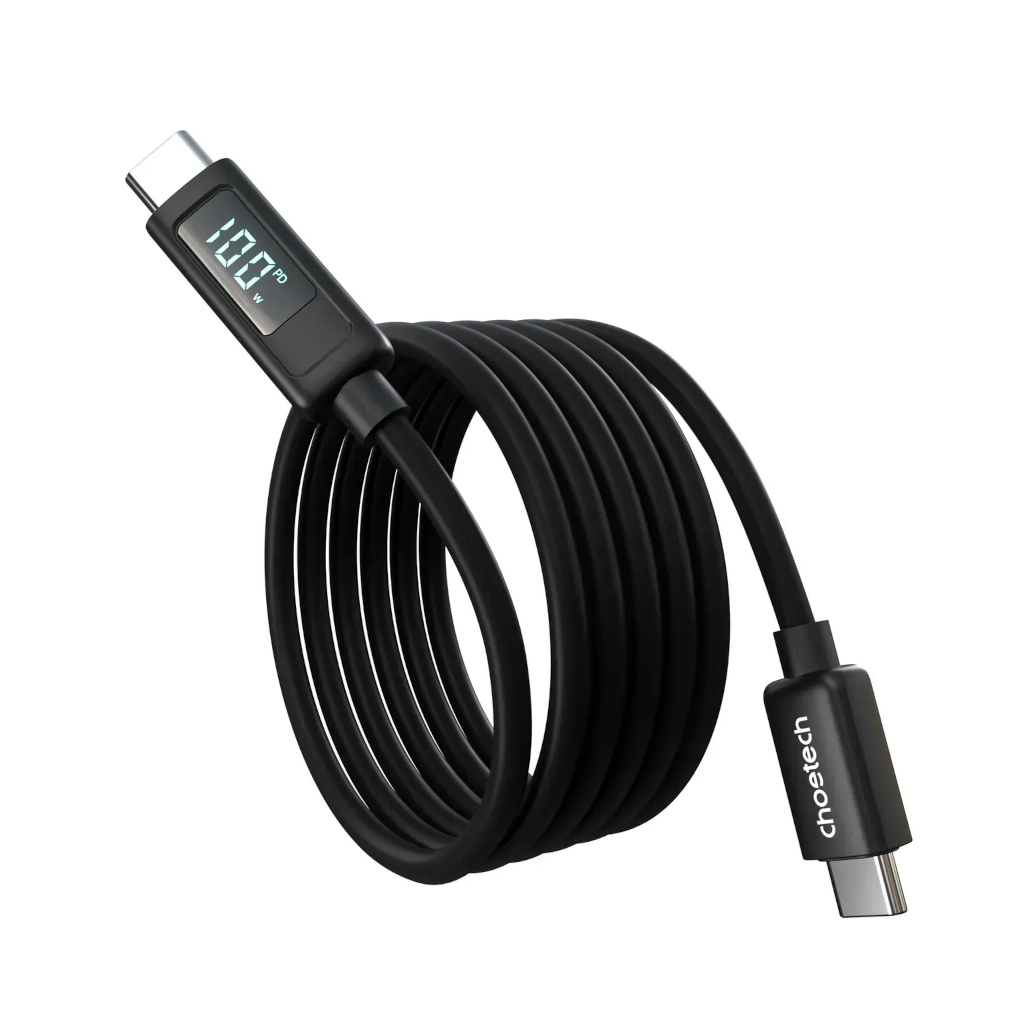 Дата кабель USB-C to USB-C 1.8m PD100W digital display silicone Choetech (XCC-1063) Дата кабель USB-C to USB-C 1.8m PD100W digital display silicone Choetech (XCC-1063)