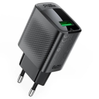 Зарядний пристрій Acefast A90 USB QC3.0 18W GaN black (6974316283249)