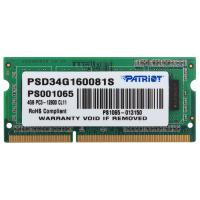 Модуль пам'яті для ноутбука SoDIMM DDR3 4GB 1600 MHz Patriot (PSD34G160081S)