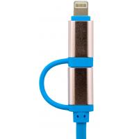 Дата кабель USB 2.0 AM to Lightning + Micro 5P 1.0m синий /Retail LogicPower (4106)
