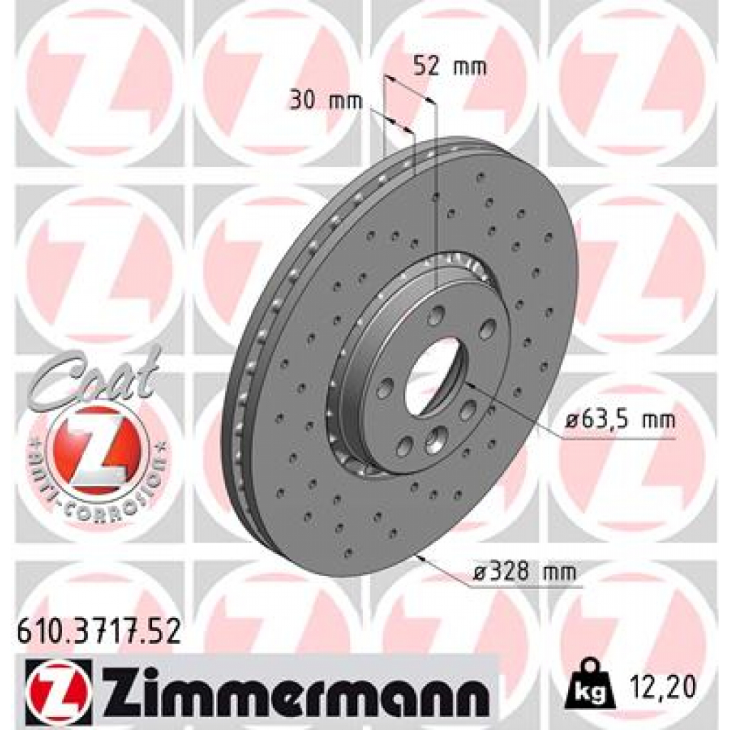 Гальмівний диск ZIMMERMANN 610.3717.52 Гальмівний диск ZIMMERMANN 610.3717.52