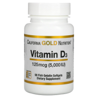 Vitamin California Gold Nutrition Vitamin D3, 5000 IU (125 mcg), 90 Gelatin Capsules (CGN-01065)