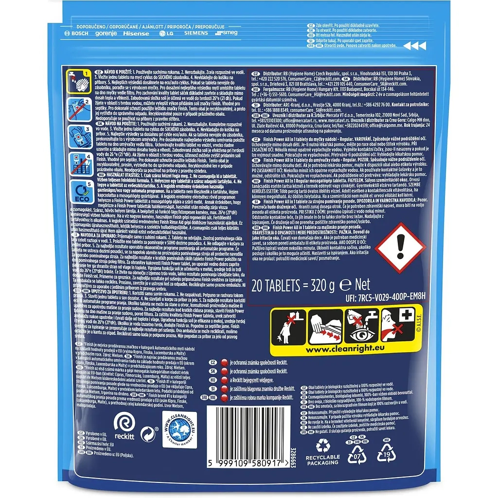 Таблетки для посудомийних машин Finish All in 1 20 шт. (5900627090215)