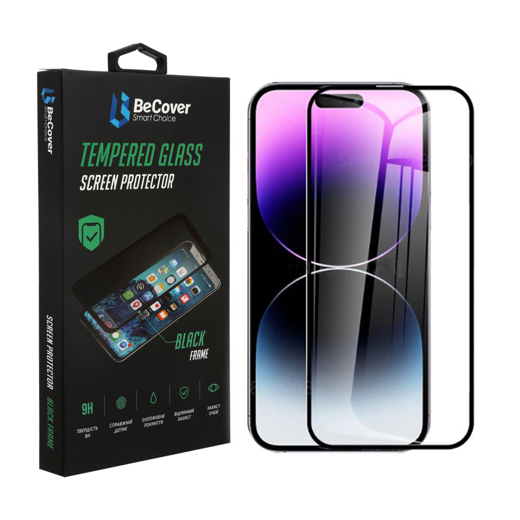 Скло захисне BeCover Apple iPhone 14 Pro Max Black (707969) Скло захисне BeCover Apple iPhone 14 Pro Max Black (707969)
