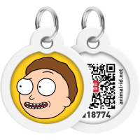 Address book for animals WAUDOG Smart ID with QR passport "Rick and Morty 2", circle 30 mm (230-0281)
