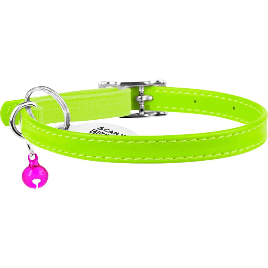 Нашийник для тварин WAUDOG Glamour з QR паспортом Д 22-30 см салатовий (32485)
