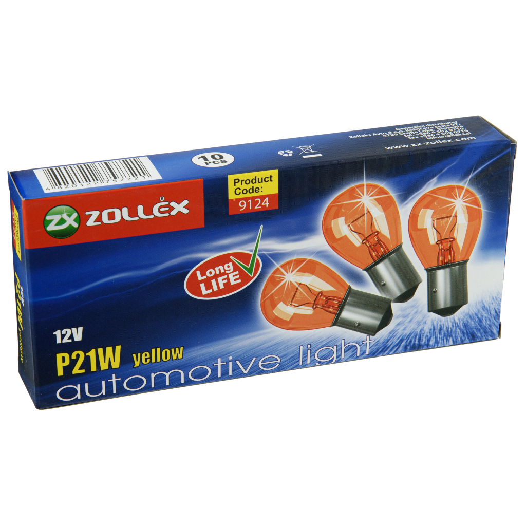Автолампа Zollex P21W 12V жовта Автолампа Zollex P21W 12V жовта