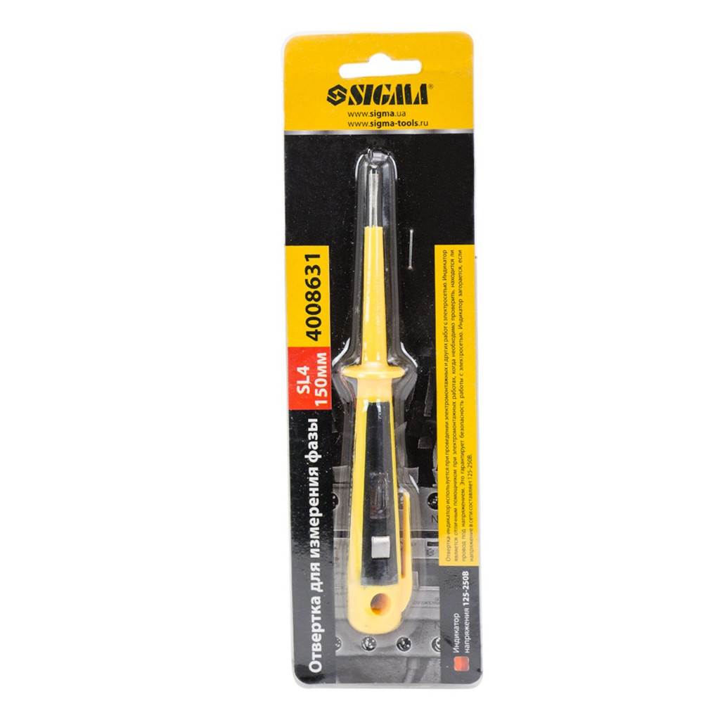 Викрутка Sigma з індикатором напруги SL 4.0x150мм 110-250В (4008631) Викрутка Sigma з індикатором напруги SL 4.0x150мм 110-250В (4008631)