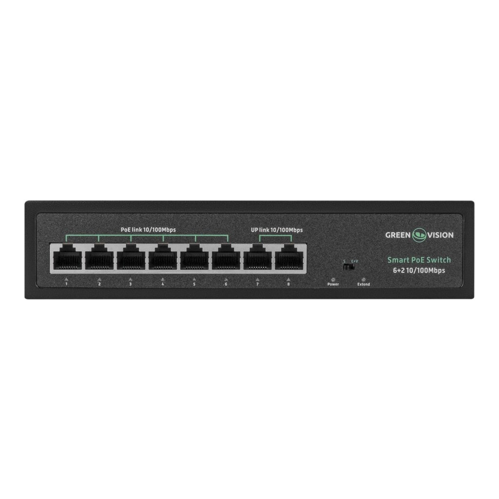 Комутатор мережевий Greenvision GV-015-D-06+2P Комутатор мережевий Greenvision GV-015-D-06+2P