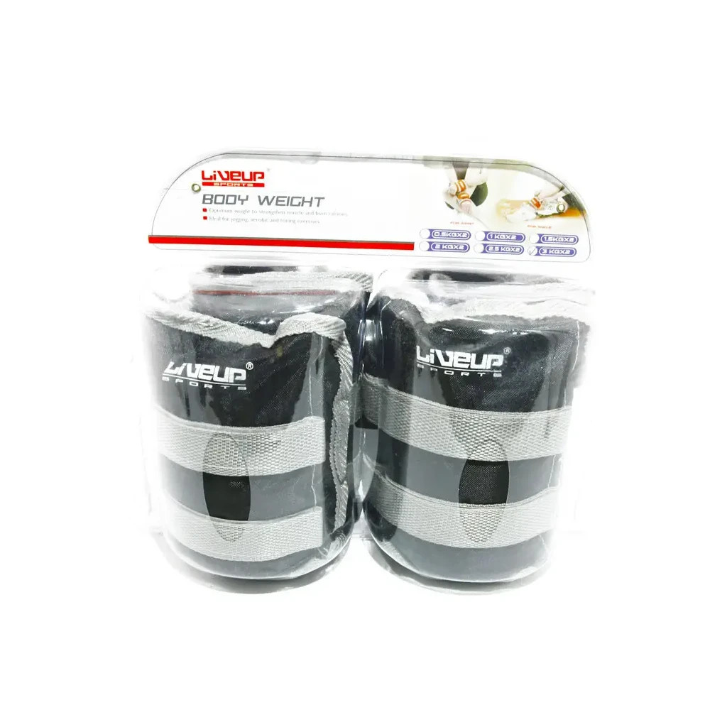 Обважнювач LiveUp Wrist/Ankle Weights LS3011-3 2 шт по 3 кг чорний (6951376126365) Обважнювач LiveUp Wrist/Ankle Weights LS3011-3 2 шт по 3 кг чорний (6951376126365)