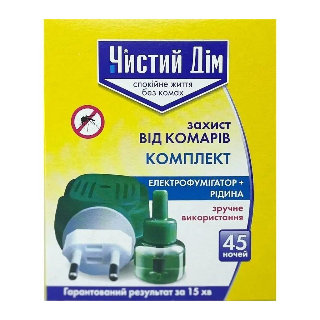 Фумігатор Чистий Дім Від комарів + рідина на 45 ночей (4820214191570)