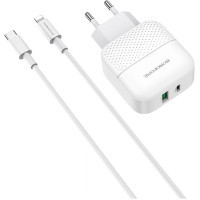 Зарядний пристрій BOROFONE BA46A Premium White + USB-C-Ligntning cable (BA46ACLW)