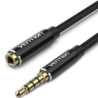 Кабель мультимедійний 3.5mm M to 3.5mm F 1.5m black Vention (BHBBG)