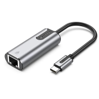 Перехідник USB-C to RJ45 Ethernet 1000Mbps 0.15m aluminum gray VENTION (CFNHB)