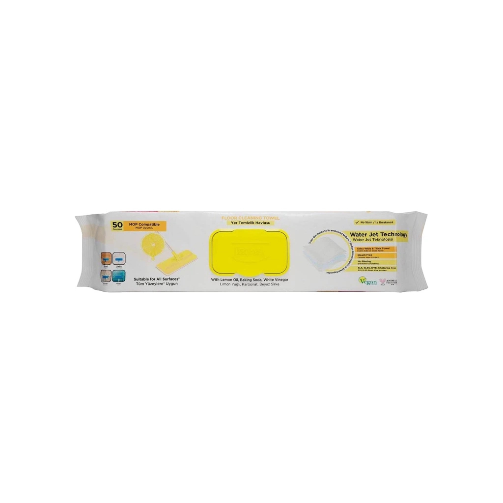 Серветки для прибирання Deep Fresh MOP Lemon Вологі для підлоги 50 шт. (8681554633498)