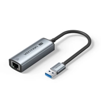 Перехідник USB AM to RJ45 Ethernet 2500Mbps 0.15m aluminum gray Vention (CFSHB)